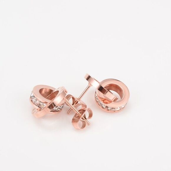 Korean fashion Small square diamonds Roman numbers earrings - Picture 4 of 4